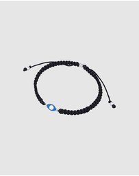 Kuzzoi - ICONIC EXCLUSIVE - Bracelet Men Evil Eye Symbol with Nylon Black in 925 sterling silver