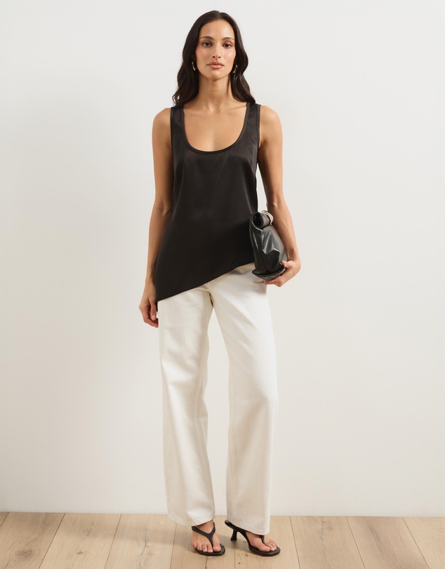 Atmos&Here - Bronte Satin Asymmetrical Scoop Tank Top