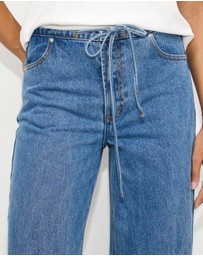 Dazie - Budapest Tie Front Low Rise Straight Leg Jeans