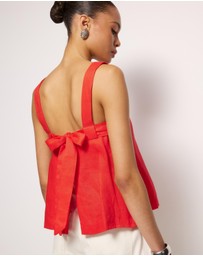 AERE - Straight Neck Tie Back Top