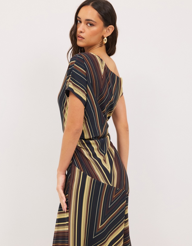 Calli - Lola Asymmetrical Draped Midi Dress