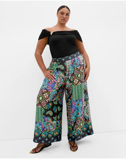 City Chic - Scarf Print Wide Leg Pant