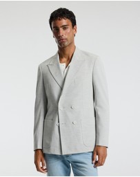 Calibre - Tech Seersucker Double Breasted Blazer Silver
