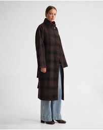 Oxford - Edi Check Funnel Collar Wool Coat