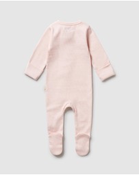 Wilson & Frenchy - Organic Stripe Rib Zipsuit with Feet - Babies