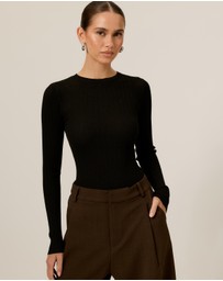 Tussah - Ribbed Crew Neck Long Sleeve Top