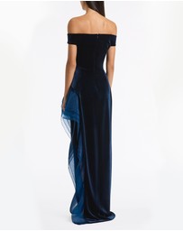 Carla Zampatti - Navy Velvet Organza Detail Gown