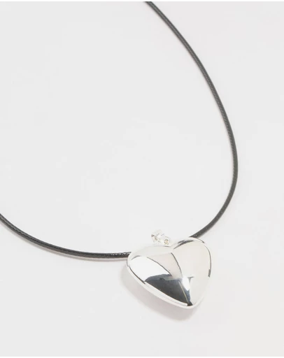 Lovisa - Silver Plated Heart Cord Necklace