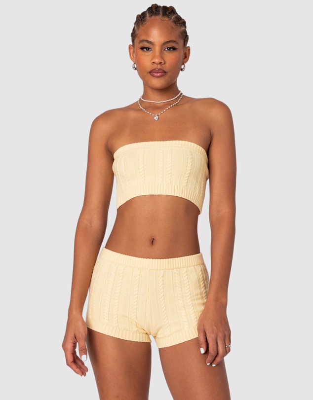 EDIKTED - Raegan Cable Knit Bandeau Top
