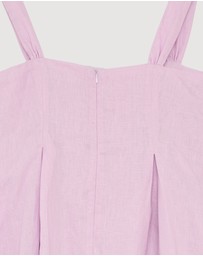 Revibe - Repaired AERE Inara Pleated Linen Midi Dress - AU 16