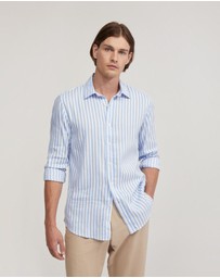 Oxford - Fergus Linen Striped Shirt