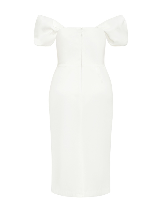 City Chic - Plus size Elyse Off Shoulder Midi Dress - white