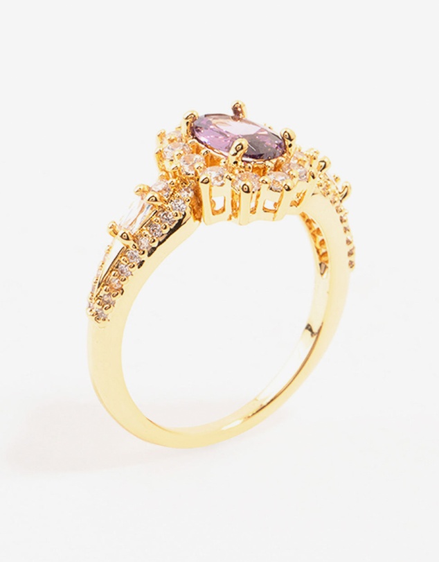 Lovisa - Gold Opulent Purple Cubic Zirconia Statement Ring