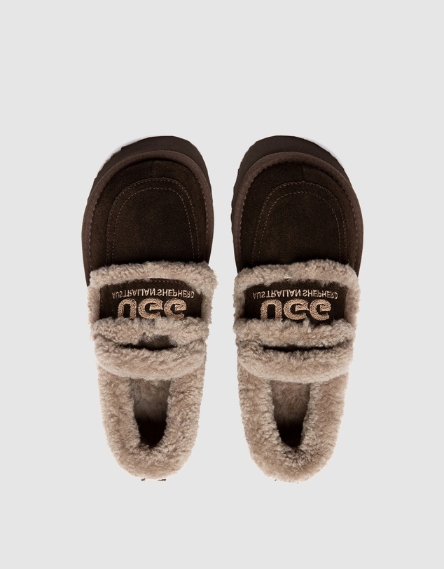 EVERAU - Australian Shepherd Ugg Rilee Platform Loafer Cow Suede Upper House Shoes
