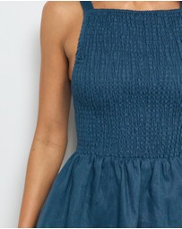 AERE - Mia Shirred Linen Mini Dress