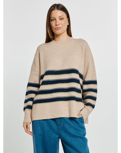 Navy/Cream/Gold Stripe