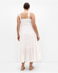 City Chic - Plus size Allegra Embroidered Tier Dress - ivory