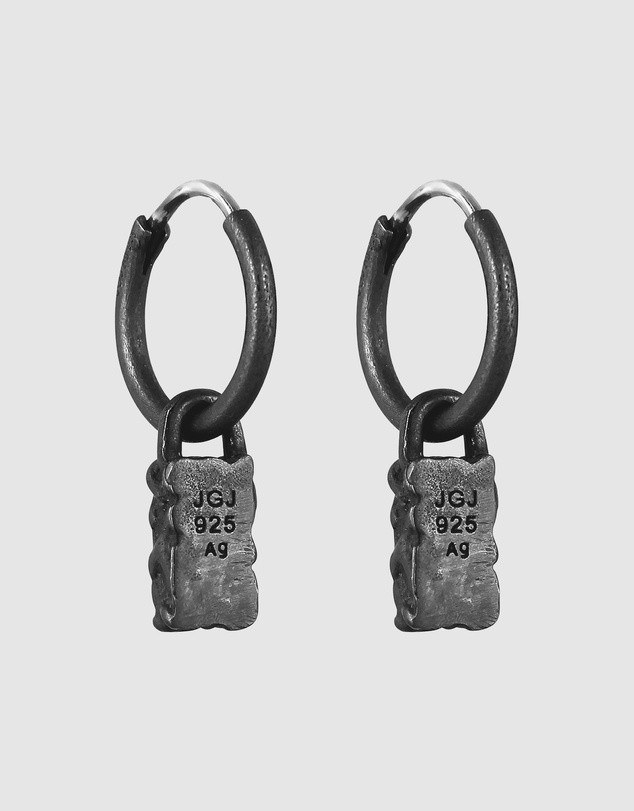 Kuzzoi - ICONIC EXCLUSIVE - Swarovski® Crystal Drop Hoop Earrings in Oxidised 925 Silver