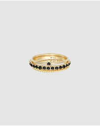 Elli Jewelry - Ring Stacking Set Basic Blogger Trend with Crystals in 925 Sterling Silver Gold Plated