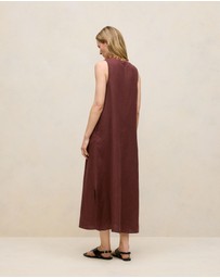 Trenery - Delave Linen Sleeveless Column Dress in Espresso