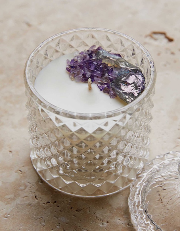 Silk Oil of Morocco - Spellbound Medium Crystal Candle - Peace, Happiness & Joy