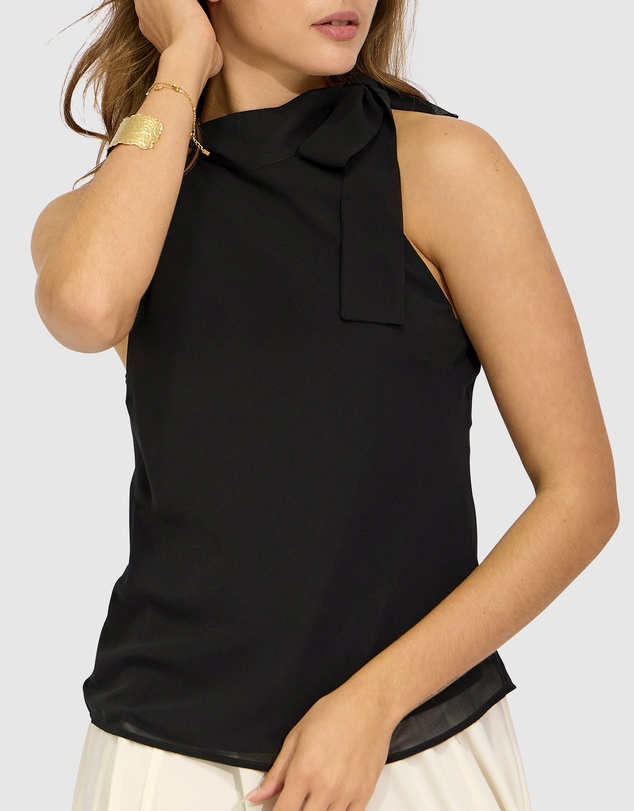 Belle & Bloom - Bare It All Bias Tie Neck Top