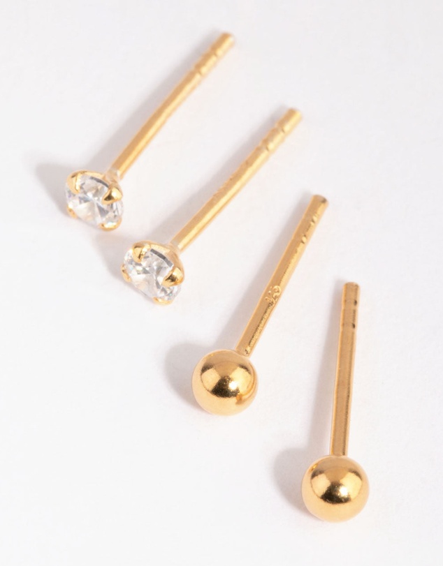 Lovisa - Gold Plated Sterling Silver Ball Stud & Hoop Earring Pack