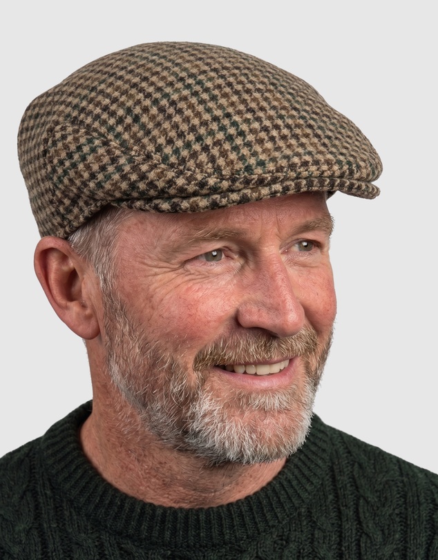 DENTS - Abraham Moon Check Tweed Flat Cap