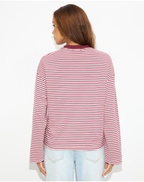 Dazie - Nostalgia Stripe Oversized LS Tee