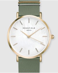 Rosefield - The West Village - White Dial With Green Band