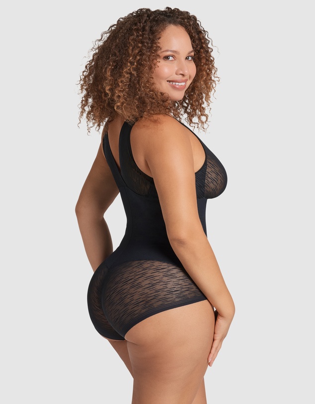 Leonisa - Sheer Stripe Detail Wirefree Sculpting Bodysuit
