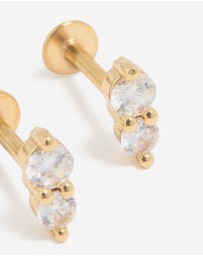 Lovisa - Gold Plated Surgical Steel Cubic Zirconia Double Round Flat Back Studs