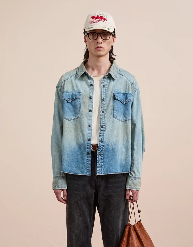 Found - Denim Western Snap Button Shirt