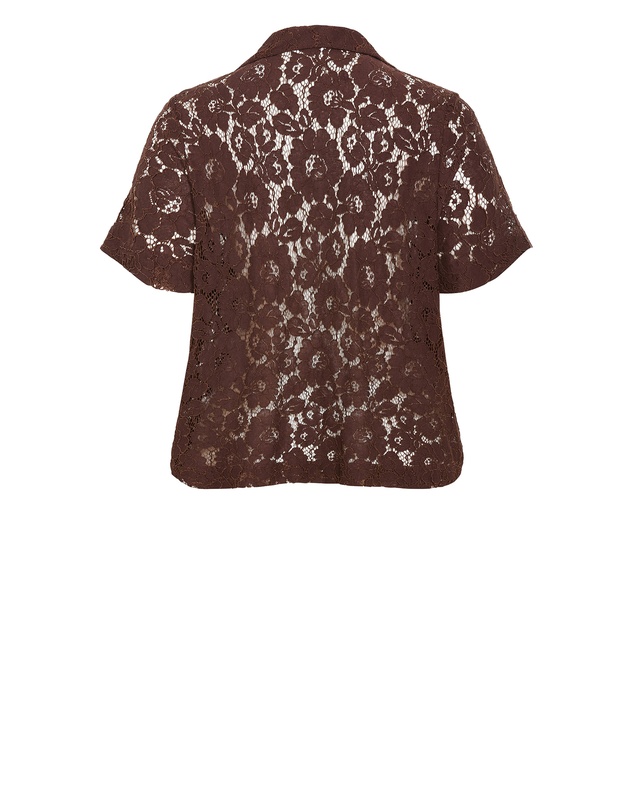 City Chic - Plus size Lani Lace Shirt - chocolate