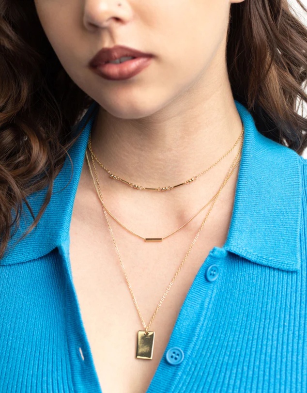 Lovisa - Gold Plated Rectangular Layered Necklace