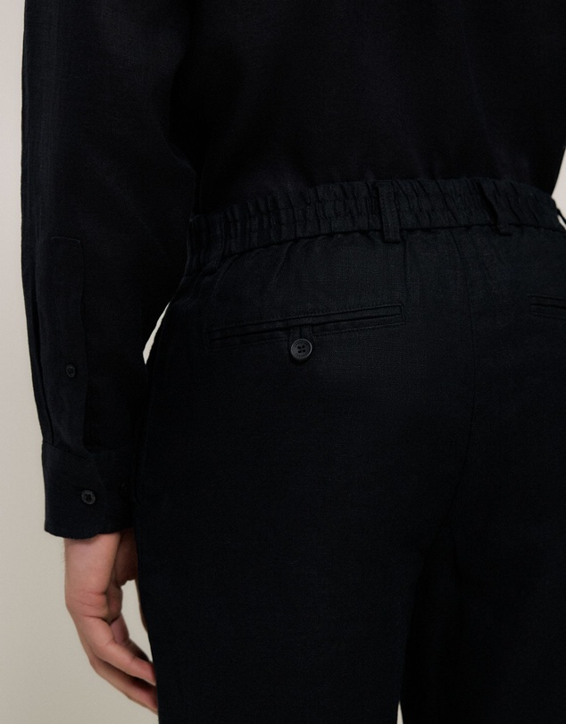Trenery - Linen Relaxed Tailored Pant in Black