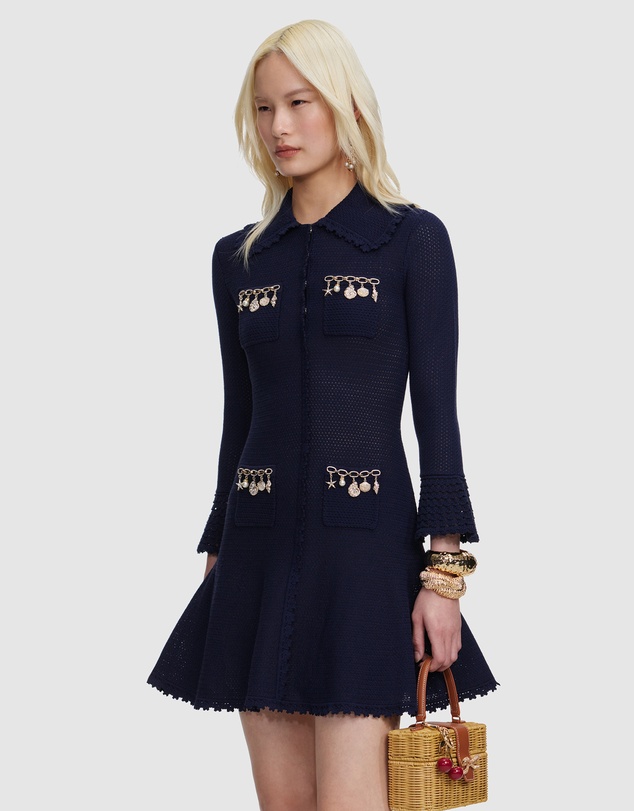 Self Portrait - Shell Embellished Knit Mini Dress