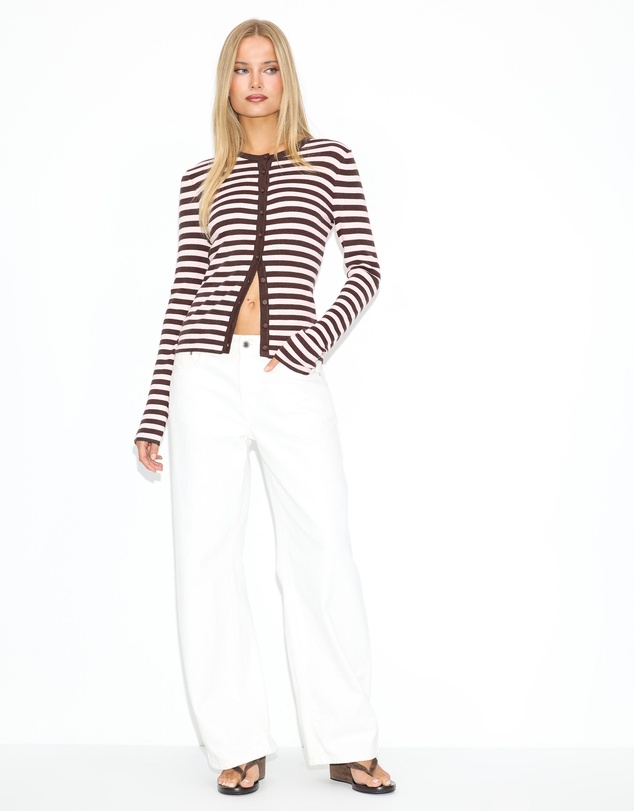 Dazie - Zadie Striped Knit Long Sleeve Cardigan