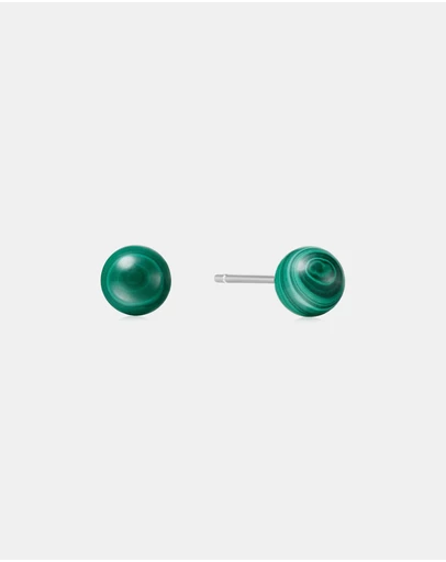Ania Haie - Ania Haie Silver Malachite Sphere Stud Earrings