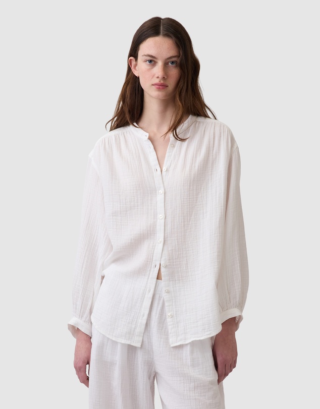 GAP - Cotton Gauze Oversized Collarless Shirt