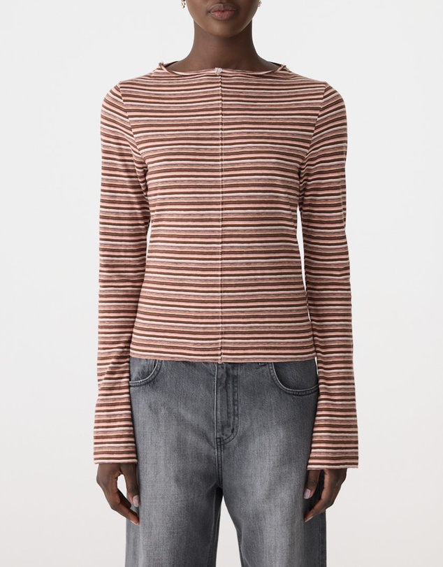 Bassike - Stripe Seam Detail LS Top