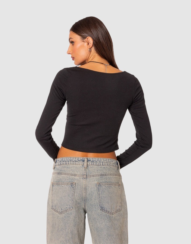 EDIKTED - Nat Ruched V Neck Top