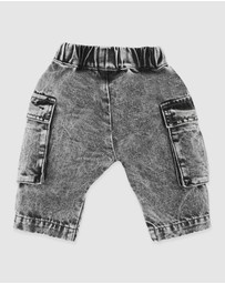 Fox & Finch - Washed Black Pull On Cargo Jeans