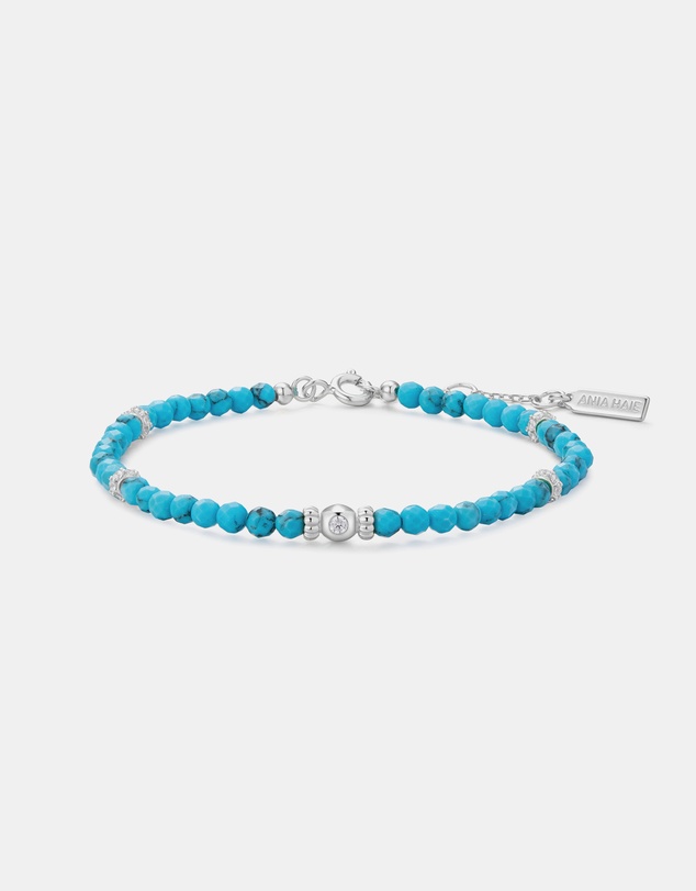 Ania Haie - Silver Lab-Created Turquoise Beaded Bracelet
