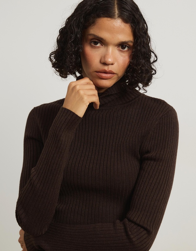 Atmos&Here - Annie Wool Blend Turtleneck Knit Top