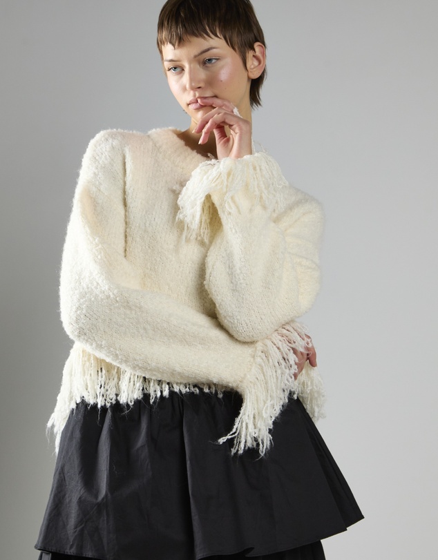 Glamorous - Fringe-Trim Long Sleeve-Jumper