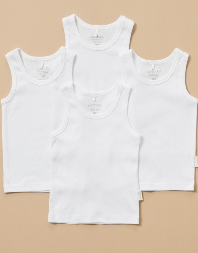 Purebaby - 4 Pack Rib Singlet-Babies