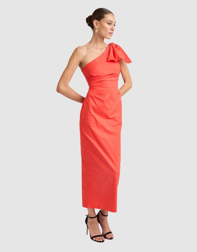 Honey and Beau - Thira One Shoulder Bow Dress