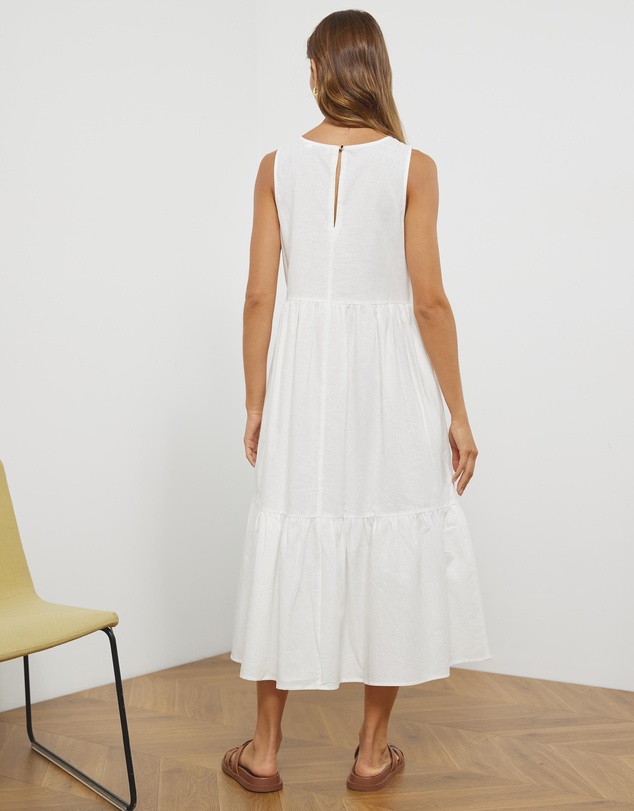 Atmos&Here - Hope Linen Blend Tiered Midi Dress