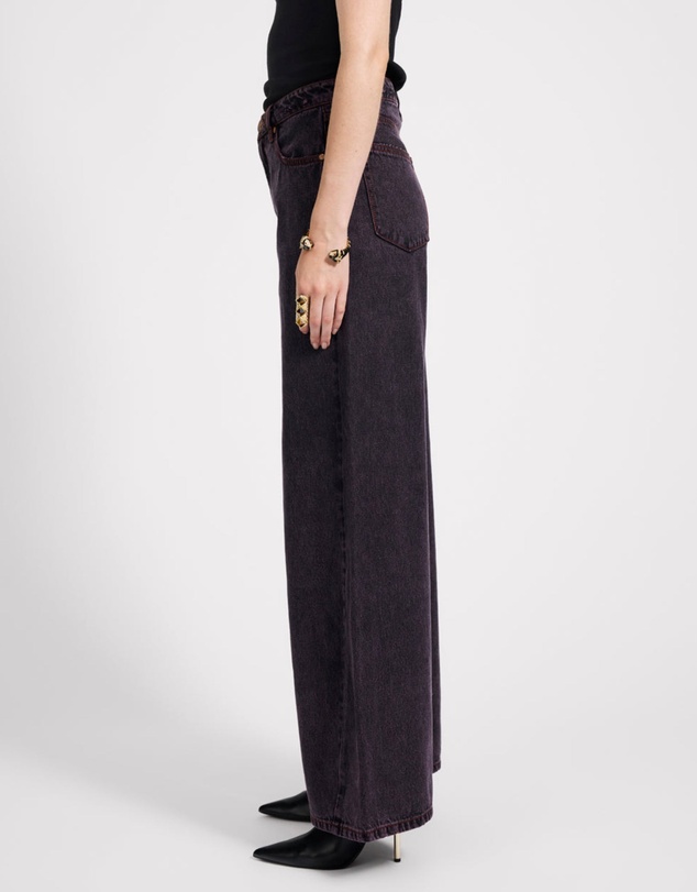 ONE TEASPOON - Love Machines Mid Waist Super Wide Leg Denim Jeans - Black Pink